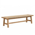 Panca 160 x 40 x 45 cm in legno naturale e corda intrecciata - stile rustico