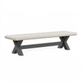 Panca da giardino 180 x 40 x 45 cm in cemento grigio con base grigio antracite stile moderno