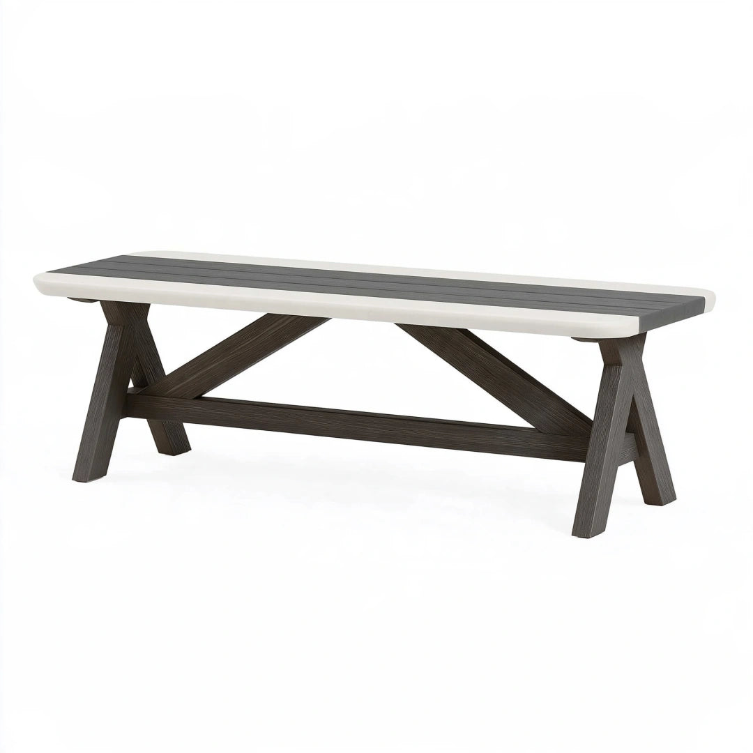 Panca da esterno 180 x 40 x 45 cm in materiale composito bianco/grigio scuro stile moderno