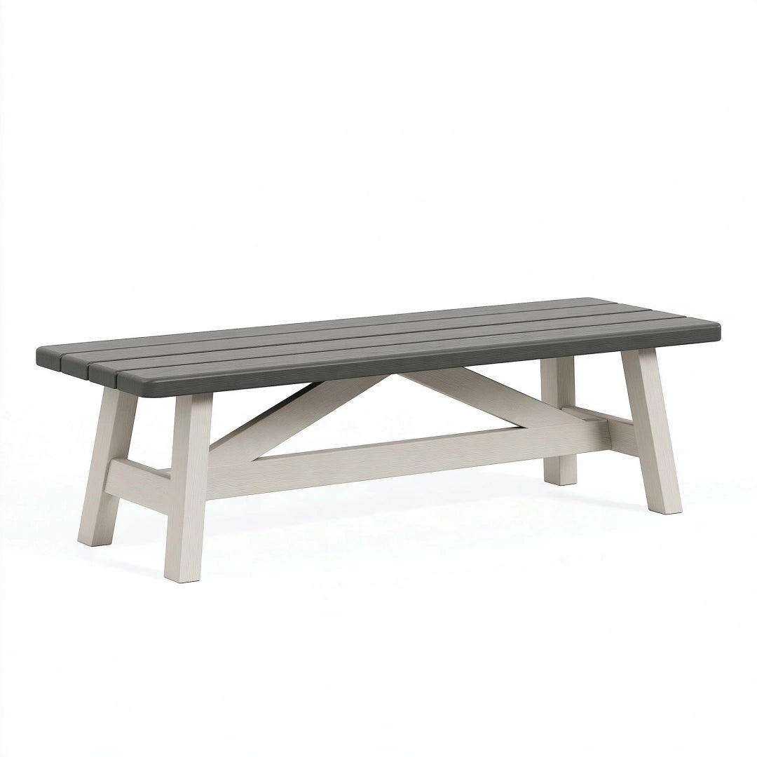 Panca da giardino 180 x 40 x 45 cm in legno grigio tortora e antracite - stile rustico