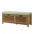 Panca contenitore 120 x 40 x 50 cm in legno marrone con cuscino imbottito stile moderno