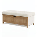 Panca contenitore 120 x 45 x 50 cm in legno e tessuto beige stile moderno
