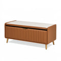 Panca contenitore 100 x 40 x 52 cm in similpelle marrone con piano bianco - imbottita con vano portaoggetti