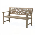 Panchina da giardino 120 x 60 x 88 cm in metallo tortora con schienale a foglie