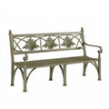 Panchina da giardino 150 x 60 x 95 cm in metallo verde salvia - schienale decorativo