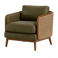 Poltrona 80 x 85 x 85 cm in tessuto verde e legno con rattan stile moderno
