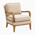 Poltrona 75 x 85 x 95 cm in tessuto beige e legno marrone stile classico