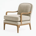 Poltrona 70 x 78 x 92 cm in tessuto beige e legno con braccioli stile contemporaneo