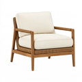 Poltrona 78 x 82 x 82 cm in legno e fibra intrecciata marrone con rivestimento avorio
