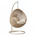 Poltrona sospesa 105 x 105 x 195 cm in fibra intrecciata beige con supporto in metallo - stile boho per interni