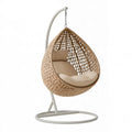 Poltrona sospesa 105 x 105 x 195 cm in intreccio beige con supporto in metallo per interni stile boho
