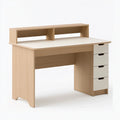 Scrivania 120x60x100 cm in legno chiaro e bianco con 4 cassetti e alzata