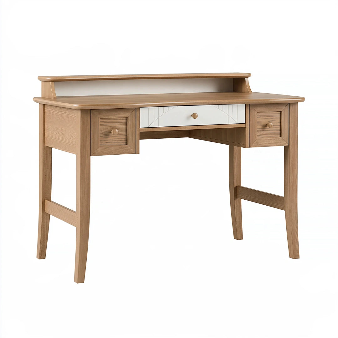 Scrivania 120 x 60 x 100 cm in legno marrone con 3 cassetti stile classico