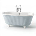 Vasca da bagno freestanding 170 x 75 x 75 cm in acrilico bianco e azzurro chiaro stile classico