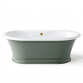 Vasca da bagno freestanding ovale 170 x 75 x 58 cm in ghisa smaltata verde salvia e bianco stile classico