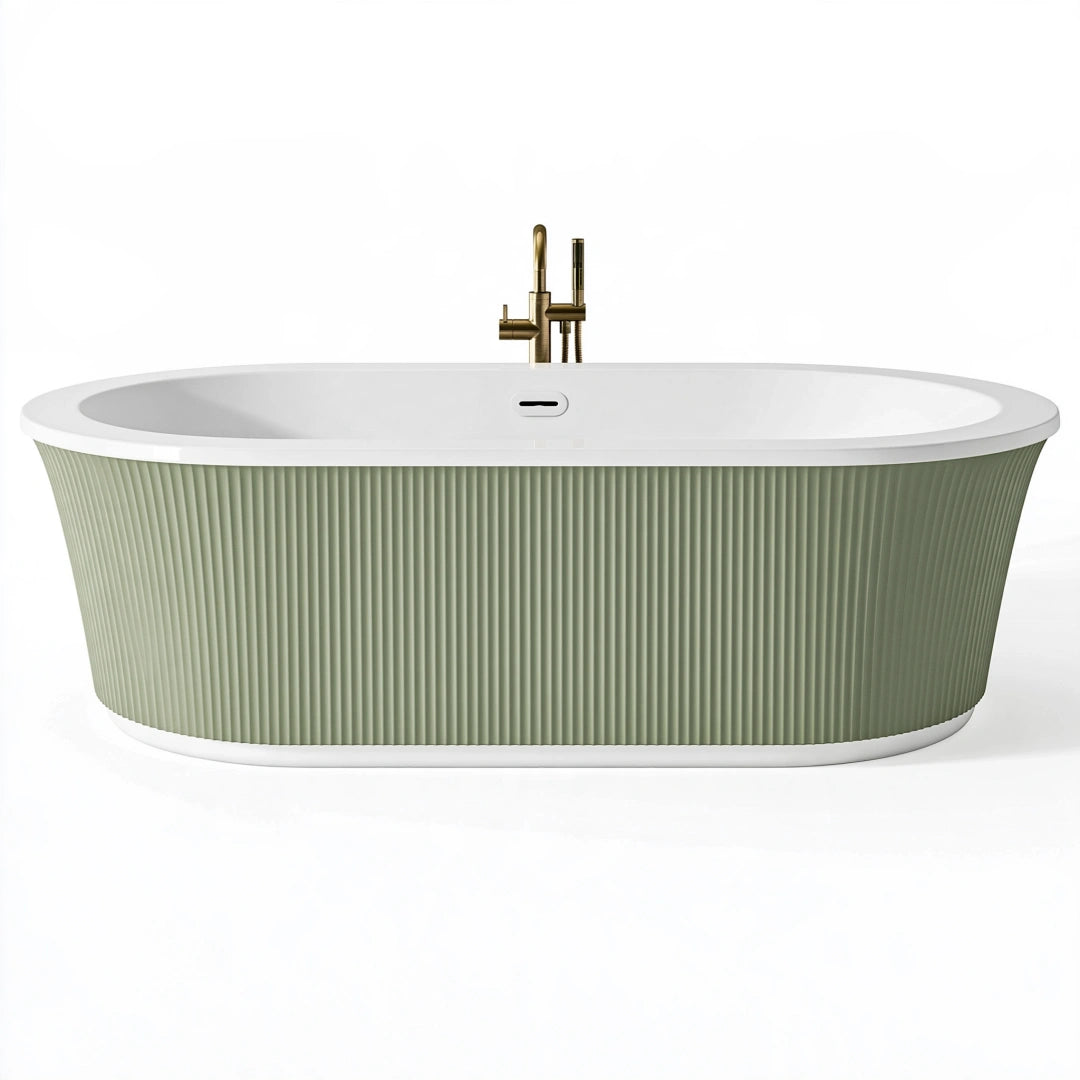 Vasca da bagno freestanding 170 cm in acrilico verde salvia stile contemporaneo
