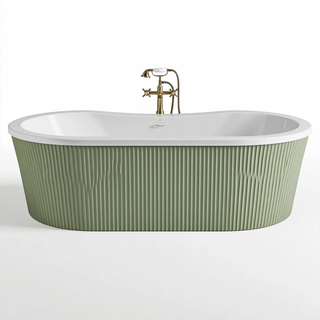 Vasca da bagno ovale 170 cm in acrilico verde salvia autoportante