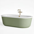 Vasca da bagno freestanding 170 x 75 cm in acrilico verde salvia con superficie scanalata